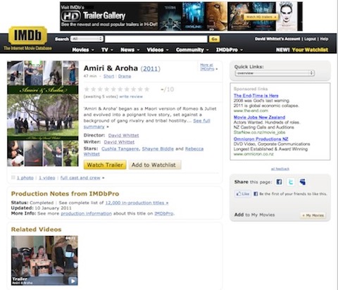 Amiri &#38; Aroha IMDb Page